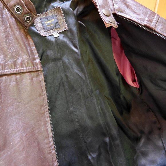 Vintage Brown Leather Bomber Jacket - Picture 6 of 10
